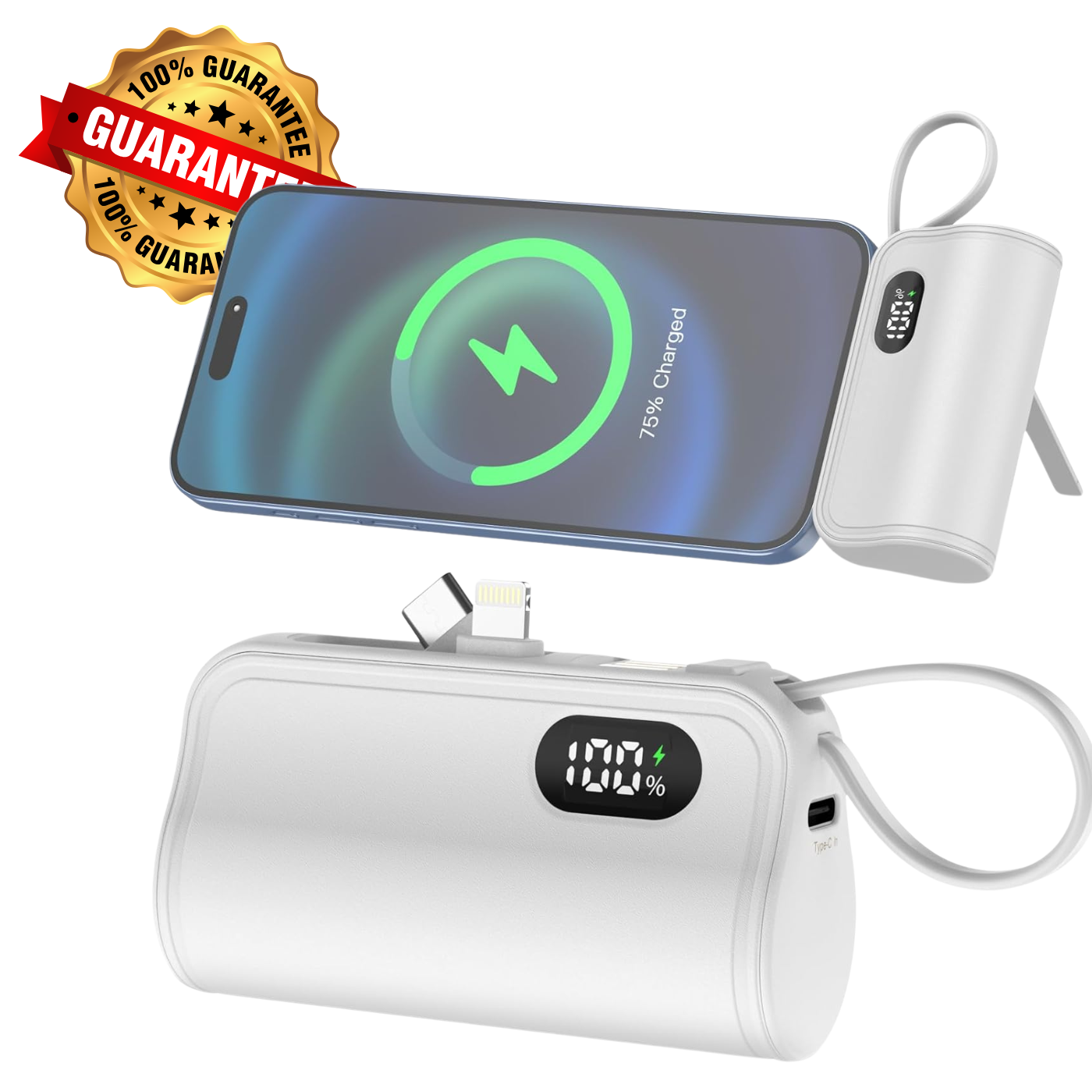 Mini Power Bank 2-en-1 avec Écran LED 5000mAh