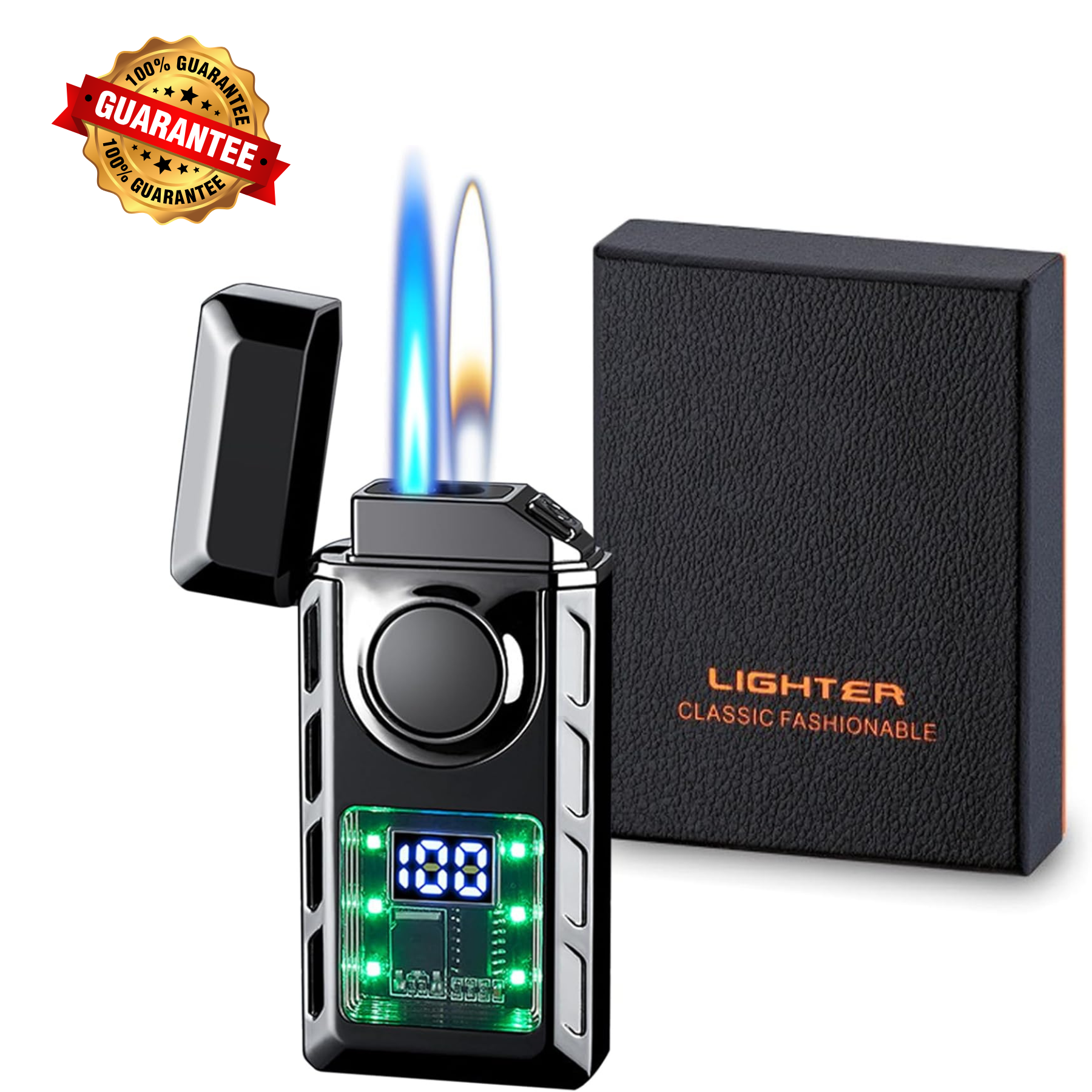 Briquet Double Flamme LED